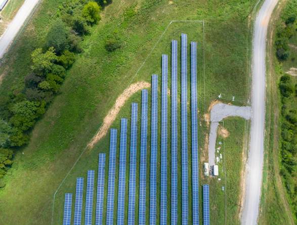 Commercial warehouse with rooftop solar array