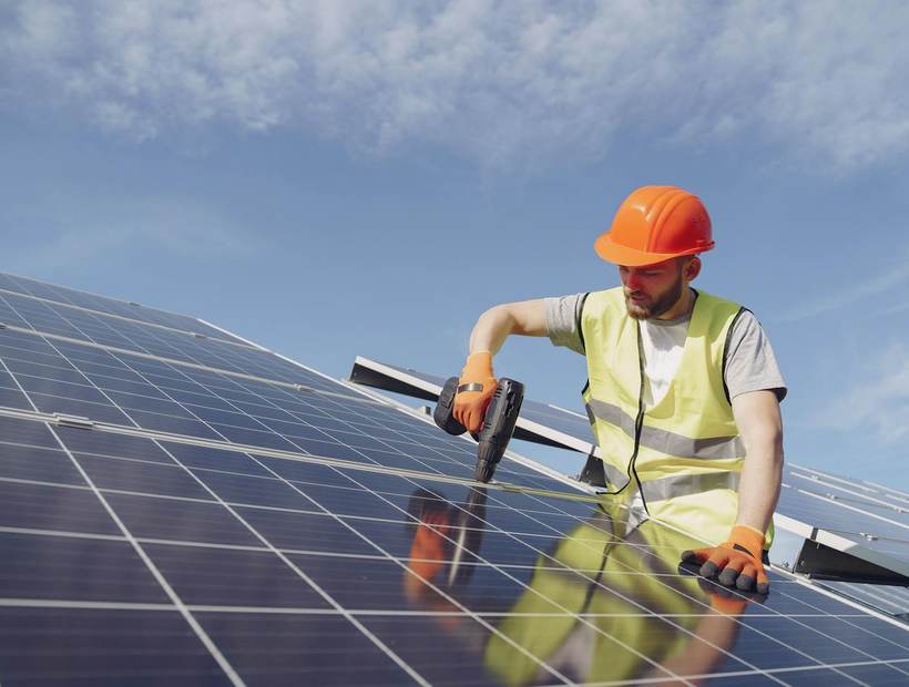 Residential rooftop solar panel installation